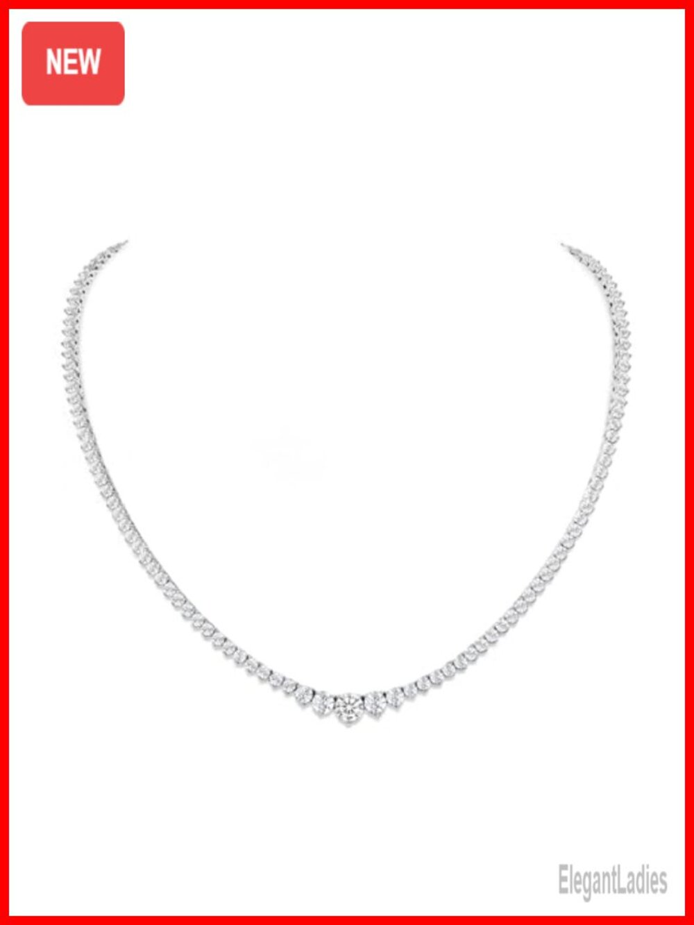 Moissanite Tennis Necklace Graduated Round Cut 925 Sterling Silver
